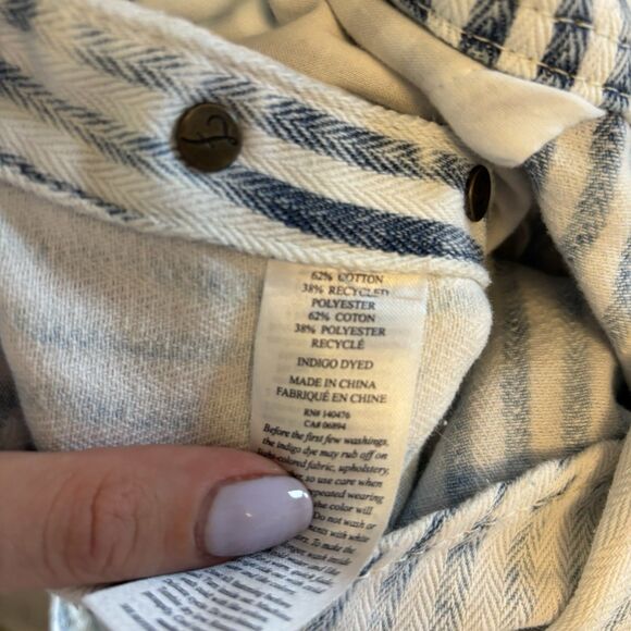 Faherty‎ Topsail Overalls Womens XL Light Wash Striped Railroad Western Cowgirl - Picture 8 of 9